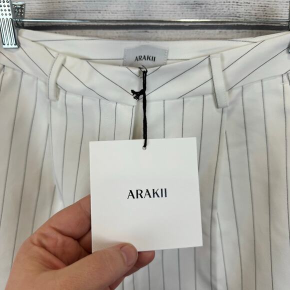 ARAKII Elegant White Striped Straight Leg Pants - Picture 6 of 13